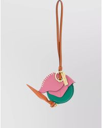 Prada - Leather Keyring Wrist Strap Floral Detail - Lyst