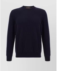Zanone - Crew Neck Wool Sweater With Ribbed Cuffs - Lyst