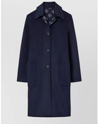 Tory Burch - Long Reversible Wool Coat Collared Neck - Lyst