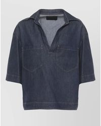 Dondup - Denim V-Neck Short-Sleeve Shirt - Lyst