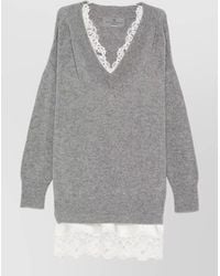 Ermanno Scervino - Cashmere V Neck Lace Knit Dress - Lyst