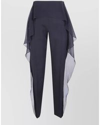 Lanvin - Ruffle High Waist Trousers Sheer Overlay - Lyst