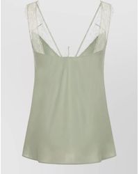 Pinko - Satin Lace-Trim Sleeveless Top - Lyst