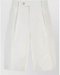 BOSS - Cotton Bermuda Shorts Pleated Front Waistband - Lyst