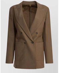 Max Mara - Double Breasted Jacket Buttoned Cuffs Pockets - Lyst