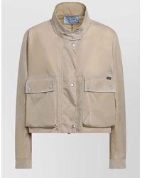 Prada - High Collar Jacket Adjustable Cuffs Pockets - Lyst