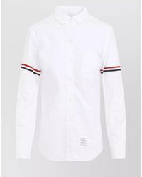 Thom Browne - Round Collar Shirt With Pocket And Stripes - Lyst