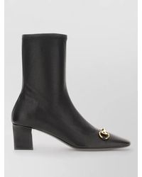 Gucci - Mid Calf Boots Block Heel Hardware - Lyst