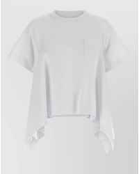 Sacai - Cotton Denim Insert Asymmetric T-Shirt - Lyst