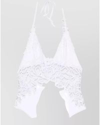 Ermanno Scervino - Halter Neck Swimsuit Lace Detailing Panels - Lyst