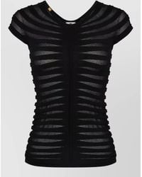 Elisabetta Franchi - Fan Pattern Cotton Thread And Viscose Top - Lyst