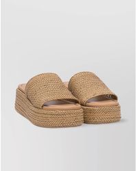 Casadei - Open Toe Platform Sole Woven Texture Sandals - Lyst