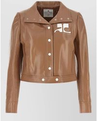 Courreges - Vinyl Cropped High-Collar Single-Breasted Jacket - Lyst