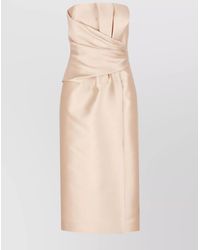 Alberta Ferretti - Silk Draped Sleeveless Midi Dress - Lyst