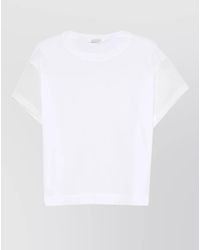 Brunello Cucinelli - Cotton Sheer Panel Short-Sleeve T-Shirt - Lyst