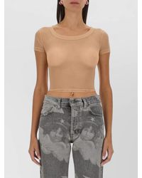 Fiorucci - Tulle Cropped Top Sheer Short Sleeves - Lyst