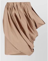 Chloé - Cotton Draped Gathered Asymmetric Wrap Midi Skirt - Lyst