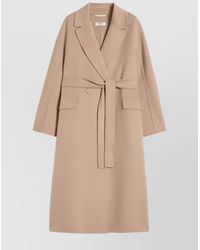 Max Mara - Oversized Wool Coat Belted Waist - Lyst
