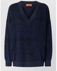 Missoni - Knit Zigzag V Neck Long Sleeve Top - Lyst