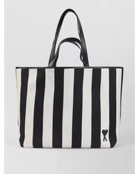 Ami Paris - De Coeur Striped Cotton Canvas Tote Bag - Lyst