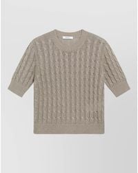 Max Mara - Cable Knit Crew Neck Pullover Ribbed Cuffs Hem - Lyst