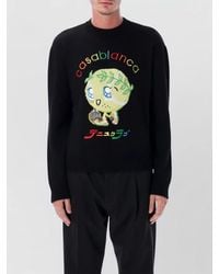 CASABLANCA - Merino Wool Intarsia Knit Crewneck Sweater - Lyst