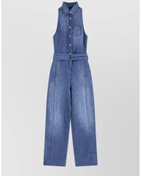 Pinko - Visione Denim Jumpsuit Sleeveless Wide Leg - Lyst