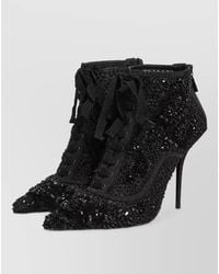 Dolce & Gabbana - Embellished Mesh Ankle Boots - Lyst