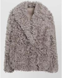 Blancha - Faux Fur Jacket Long Sleeves Pockets - Lyst