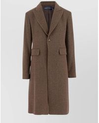 Ralph Lauren - Herringbone Wool Coat Featuring Logo - Lyst