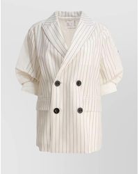 Sacai - Wool And Silk Double-Breasted Blazer - Lyst