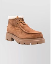 Stuart Weitzman - Suede Lace-Up Ankle Boots With Chunky Sole - Lyst