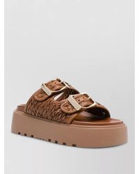 Casadei - Platform Sandals Woven Straps Open Toe Ridged - Lyst