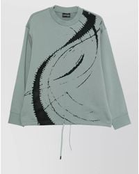 Emporio Armani - Cotton Crewneck Knit Sweatshirt Drawstring Hem - Lyst