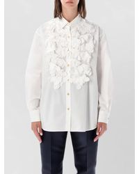 Alberta Ferretti - Floral Shirt Relaxed Fit Ruffled Front - Lyst