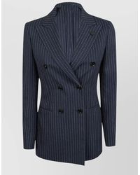 Lardini - Jacket Structured Shoulders Pinstripe Lapels Buttons - Lyst