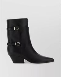 Sergio Rossi - Leather Ankle Boots With Pointed Toe And Thick Heel - Lyst