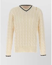 Marni - V-Neck Cotton Sweater - Lyst