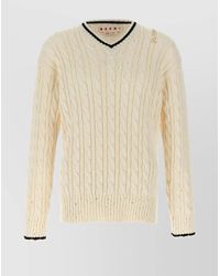 Marni - V-Neck Cotton Sweater - Lyst