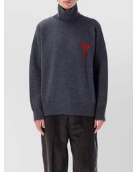 Ami Paris - Virgin Wool Ribbed Turtleneck Sweater - Lyst