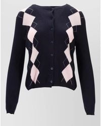 LA ROSE - Cardigan Argyle Pattern Long Sleeves Cash - Lyst