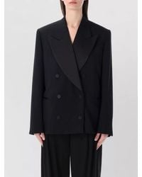 Dries Van Noten - Silk Wool Blend Double-Breasted Tuxedo Blazer - Lyst