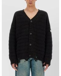 MM6 by Maison Martin Margiela - V-Neck Textured Knit Cardigan - Lyst