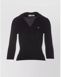 Vivienne Westwood - Ribbed Texture V-Neck Polo With Long Sleeves - Lyst
