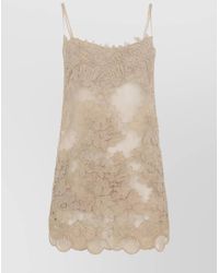 Ermanno Scervino - Lace Overlay Mini Dress With Spaghetti Straps - Lyst