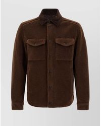 Moncler - Cozy Jacket With Chest Pockets And Corduroy Collar - Lyst
