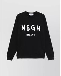 MSGM - Logo Print Cotton Crewneck Sweatshirt - Lyst