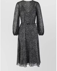 Max Mara - Silk Printed Long-Sleeve Midi Dress - Lyst