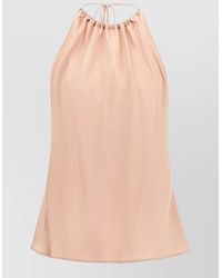 Pinko - Satin Gathered Halterneck Sleeveless Blouse - Lyst