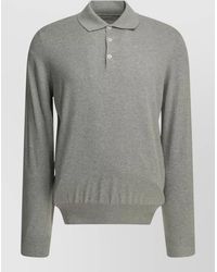 Brunello Cucinelli - Polo Shirt Button Placket Ribbed Cuffs Hem - Lyst